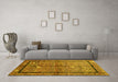 Machine Washable Abstract Yellow Contemporary Rug in a Living Room, wshcon349yw