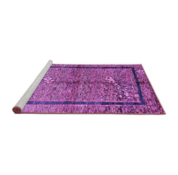 Sideview of Machine Washable Abstract Purple Contemporary Area Rugs, wshcon349pur