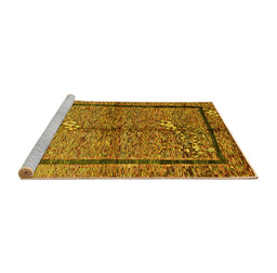 Sideview of Machine Washable Abstract Yellow Contemporary Rug, wshcon349yw
