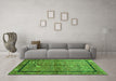 Machine Washable Abstract Green Contemporary Area Rugs in a Living Room,, wshcon349grn