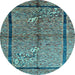 Round Machine Washable Abstract Light Blue Contemporary Rug, wshcon349lblu