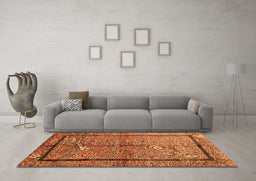 Machine Washable Abstract Orange Contemporary Area Rugs in a Living Room, wshcon349org