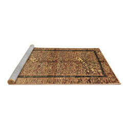 Sideview of Machine Washable Abstract Brown Contemporary Rug, wshcon349brn
