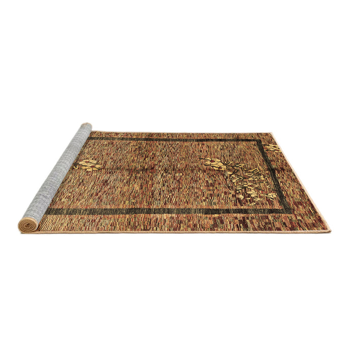 Sideview of Machine Washable Abstract Brown Contemporary Rug, wshcon349brn