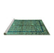 Sideview of Machine Washable Abstract Turquoise Contemporary Area Rugs, wshcon349turq