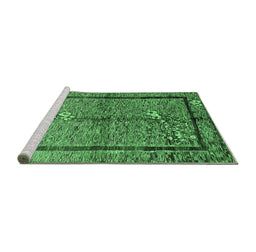 Sideview of Machine Washable Abstract Emerald Green Contemporary Area Rugs, wshcon349emgrn