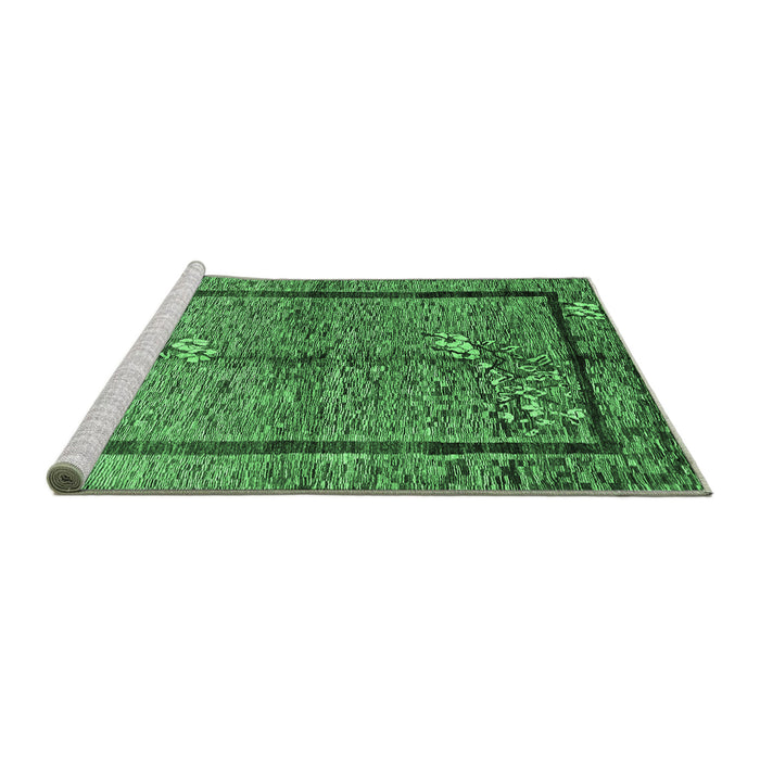 Sideview of Machine Washable Abstract Emerald Green Contemporary Area Rugs, wshcon349emgrn
