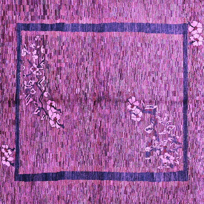 Square Machine Washable Abstract Purple Contemporary Area Rugs, wshcon349pur