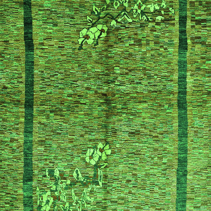 Serging Thickness of Machine Washable Abstract Green Contemporary Area Rugs, wshcon349grn