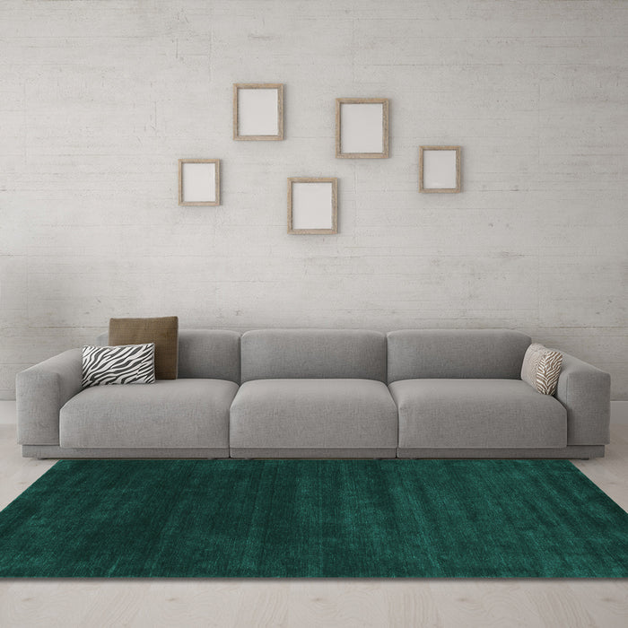 Machine Washable Abstract Turquoise Contemporary Area Rugs in a Living Room,, wshcon34turq