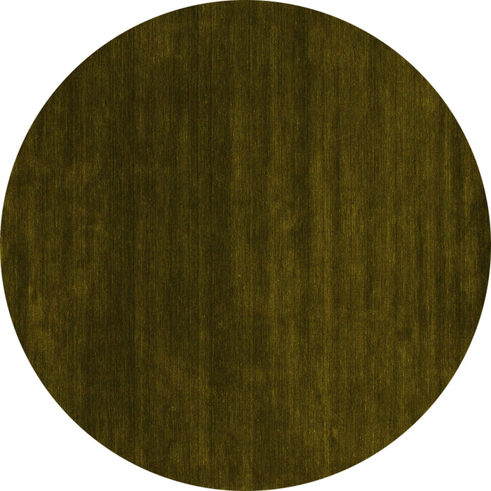 Round Machine Washable Abstract Yellow Contemporary Rug, wshcon34yw