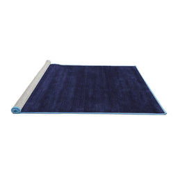 Sideview of Machine Washable Abstract Blue Contemporary Rug, wshcon34blu