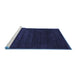 Sideview of Machine Washable Abstract Blue Contemporary Rug, wshcon34blu