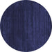 Round Abstract Blue Contemporary Rug, con34blu