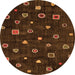 Square Abstract Orange Contemporary Rug, con350org