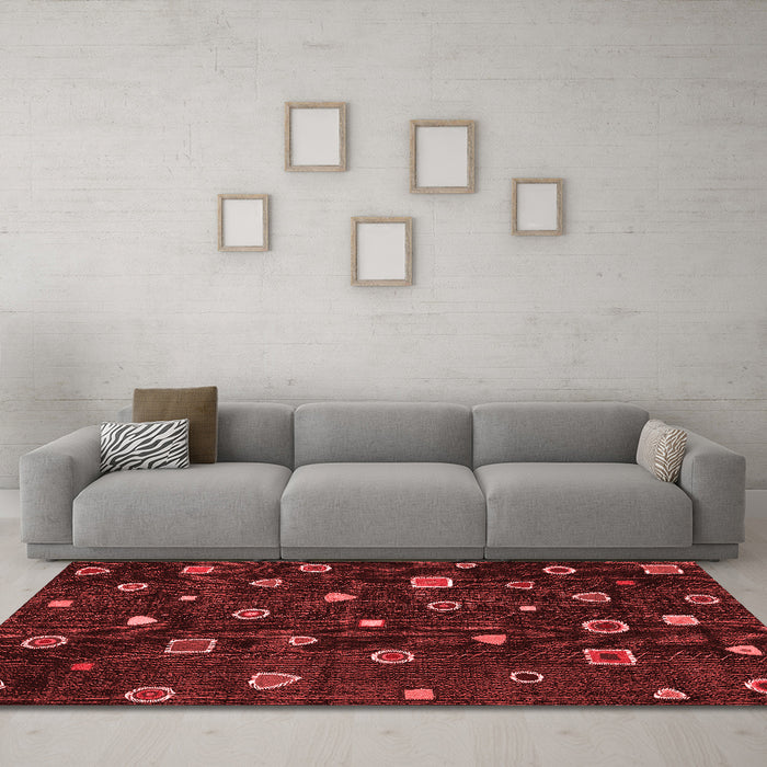 Contemporary Red Washable Rugs
