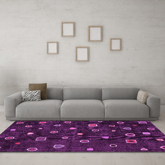 Machine Washable Abstract Pink Contemporary Rug in a Living Room, wshcon350pnk