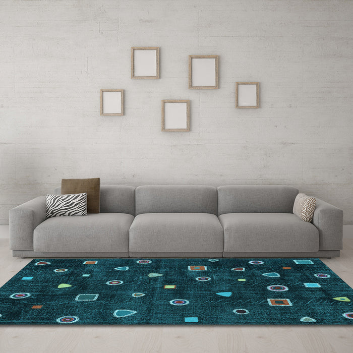 Machine Washable Abstract Light Blue Contemporary Rug in a Living Room, wshcon350lblu