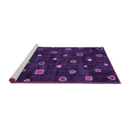 Sideview of Machine Washable Abstract Purple Contemporary Area Rugs, wshcon350pur
