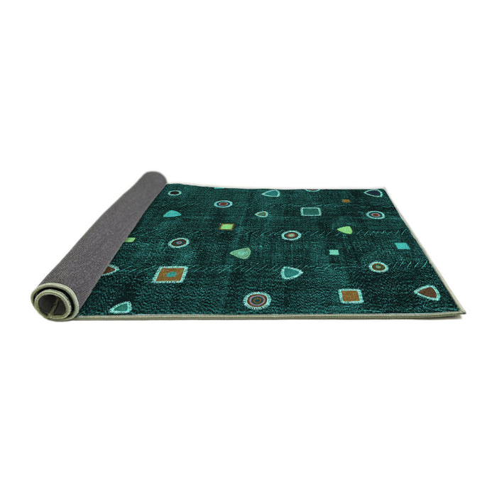 Sideview of Abstract Turquoise Contemporary Rug, con350turq