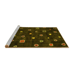 Sideview of Machine Washable Abstract Yellow Contemporary Rug, wshcon350yw