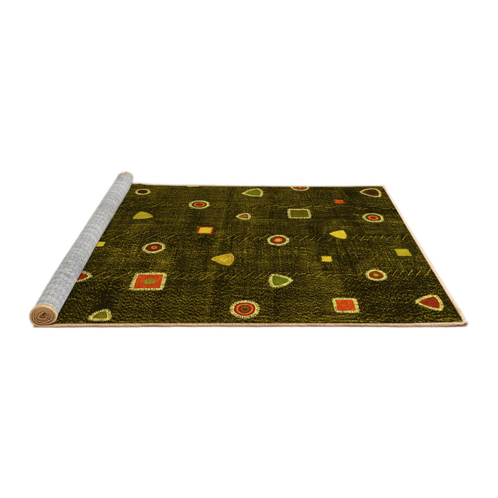 Sideview of Machine Washable Abstract Yellow Contemporary Rug, wshcon350yw