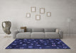 Machine Washable Abstract Blue Contemporary Rug in a Living Room, wshcon350blu