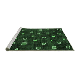 Sideview of Machine Washable Abstract Emerald Green Contemporary Area Rugs, wshcon350emgrn