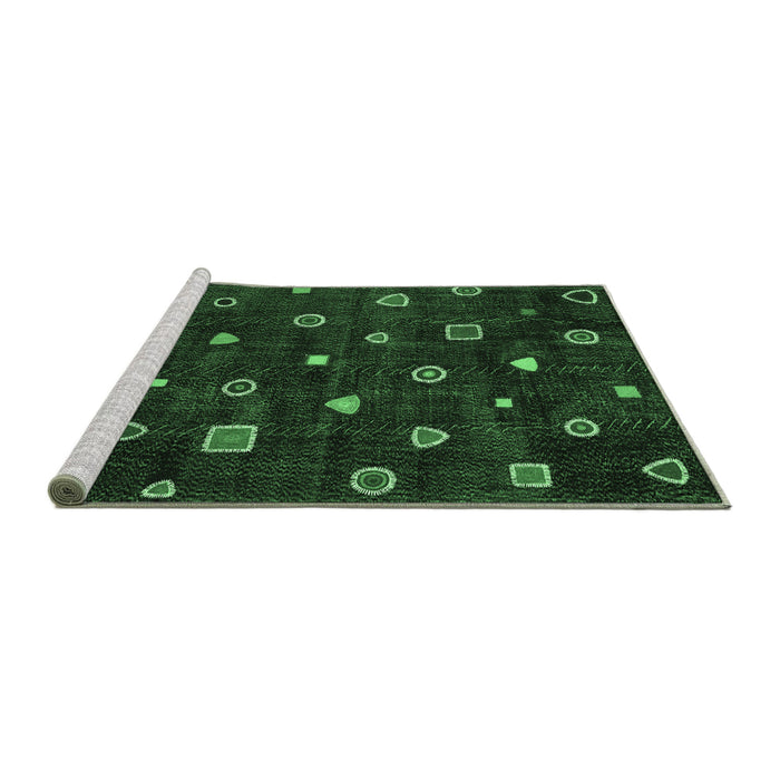 Sideview of Machine Washable Abstract Emerald Green Contemporary Area Rugs, wshcon350emgrn
