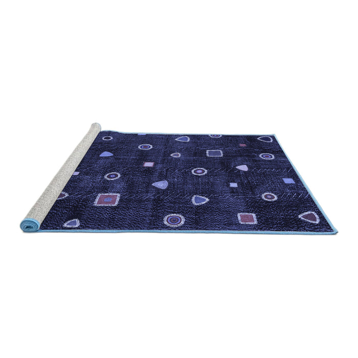 Sideview of Machine Washable Abstract Blue Contemporary Rug, wshcon350blu