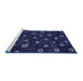 Sideview of Machine Washable Abstract Blue Contemporary Rug, wshcon350blu