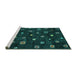 Sideview of Machine Washable Abstract Turquoise Contemporary Area Rugs, wshcon350turq