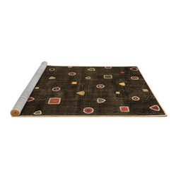 Sideview of Machine Washable Abstract Brown Contemporary Rug, wshcon350brn