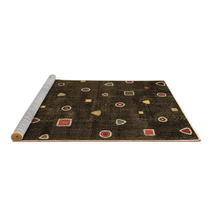 Sideview of Machine Washable Abstract Brown Contemporary Rug, wshcon350brn