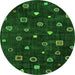 Machine Washable Abstract Green Contemporary Area Rugs, wshcon350grn