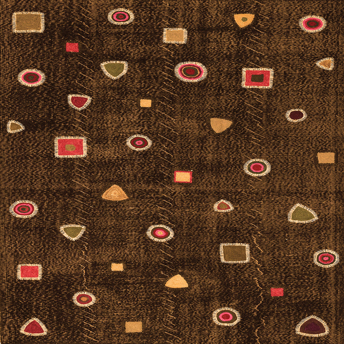 Round Machine Washable Abstract Orange Contemporary Area Rugs, wshcon350org