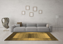 Machine Washable Abstract Brown Contemporary Rug in a Living Room,, wshcon351brn