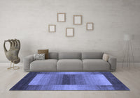 Machine Washable Abstract Blue Contemporary Rug, wshcon351blu