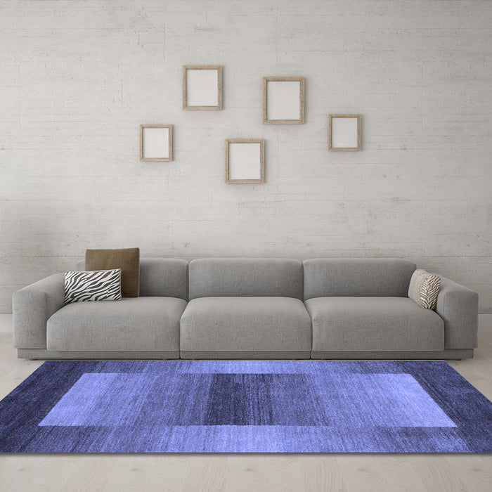 Machine Washable Abstract Blue Contemporary Rug in a Living Room, wshcon351blu