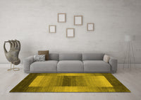 Machine Washable Abstract Yellow Contemporary Rug, wshcon351yw