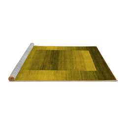 Sideview of Machine Washable Abstract Yellow Contemporary Rug, wshcon351yw