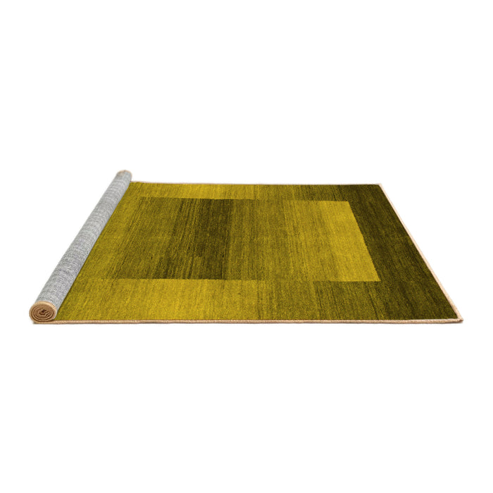 Sideview of Machine Washable Abstract Yellow Contemporary Rug, wshcon351yw