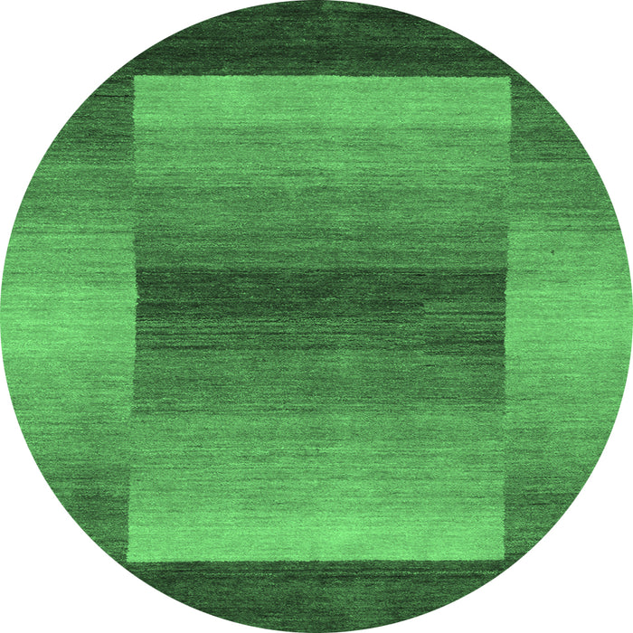 Round Machine Washable Abstract Emerald Green Contemporary Area Rugs, wshcon351emgrn