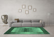 Machine Washable Abstract Turquoise Contemporary Area Rugs in a Living Room,, wshcon351turq