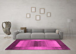 Machine Washable Abstract Pink Contemporary Rug in a Living Room, wshcon351pnk