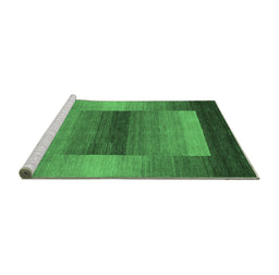 Sideview of Machine Washable Abstract Emerald Green Contemporary Area Rugs, wshcon351emgrn