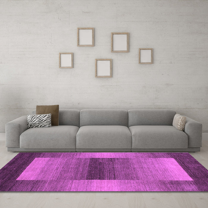 Machine Washable Abstract Purple Contemporary Area Rugs in a Living Room, wshcon351pur