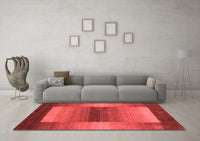 Machine Washable Abstract Red Contemporary Rug, wshcon351red