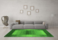 Machine Washable Abstract Green Contemporary Rug, wshcon351grn