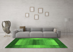 Machine Washable Abstract Green Contemporary Area Rugs in a Living Room,, wshcon351grn